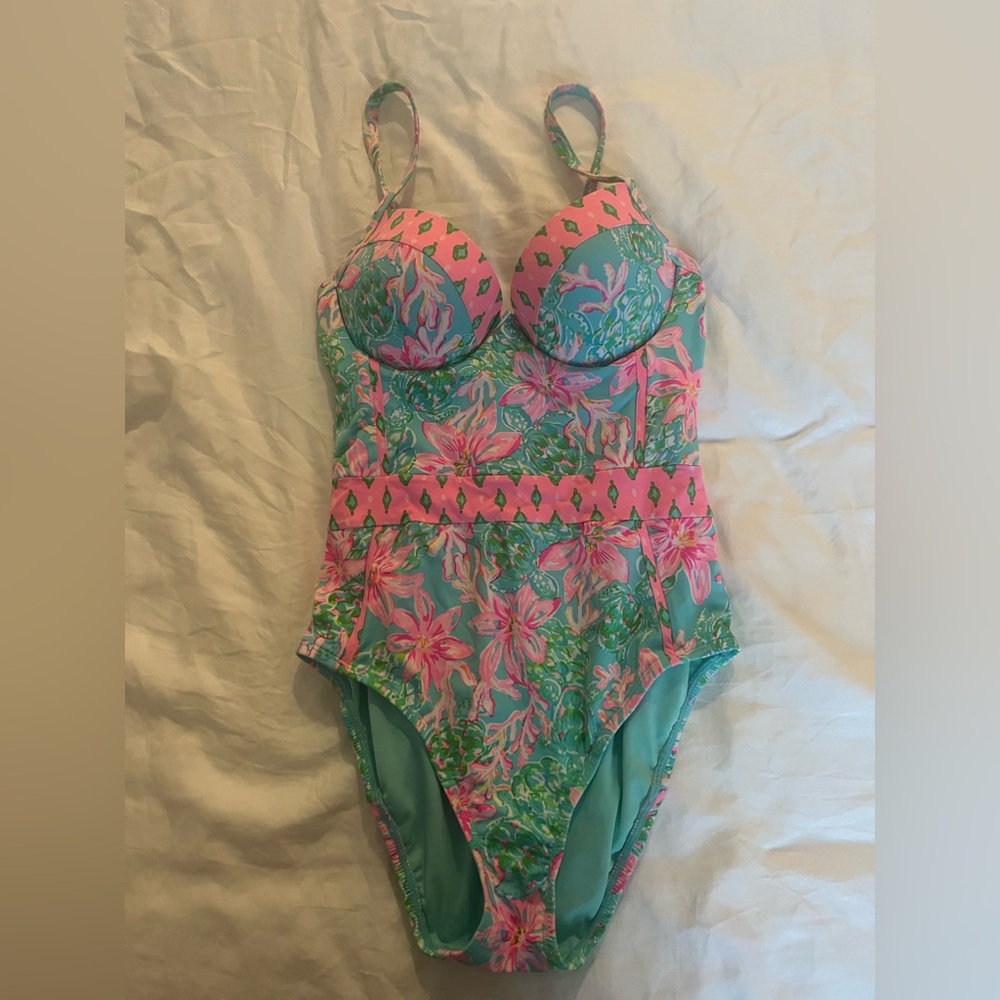 Lilly Pulitzer So Shellegant One Piece Swimsuit Pink & Green